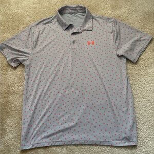 Under Armour Gray Polo with Red Pattern